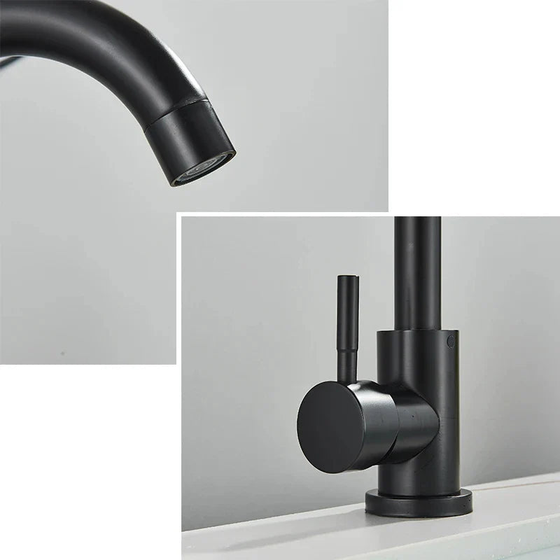360° Swivel 304 Stainless Steel Black Nickel Bathroom Faucet (Deck-Mounted)
