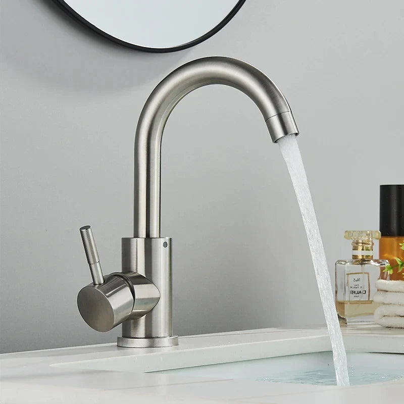 360° Swivel 304 Stainless Steel Black Nickel Bathroom Faucet (Deck-Mounted)