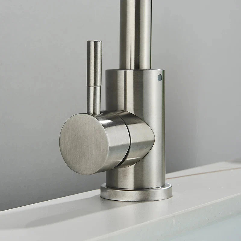 360° Swivel 304 Stainless Steel Black Nickel Bathroom Faucet (Deck-Mounted)
