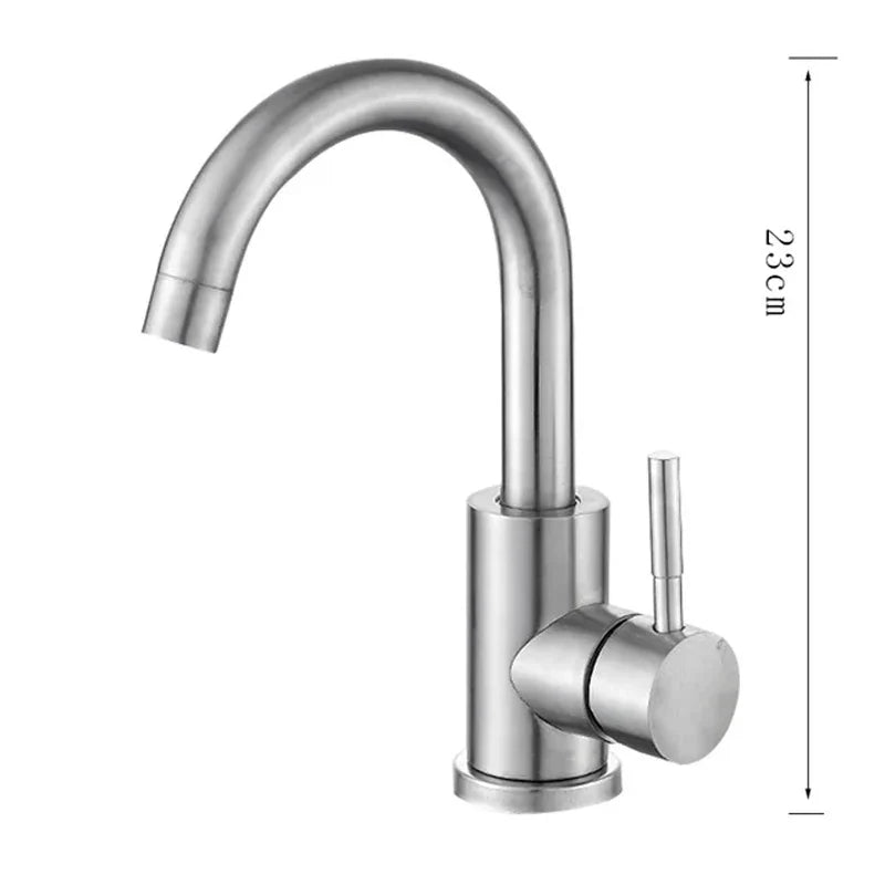 360° Swivel 304 Stainless Steel Black Nickel Bathroom Faucet (Deck-Mounted)