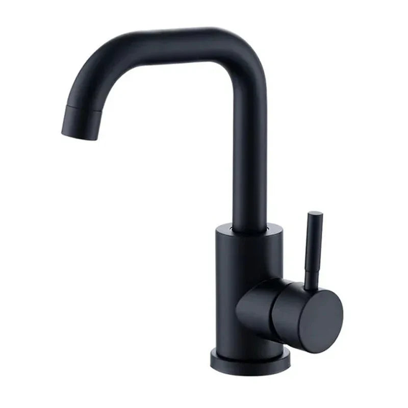 360° Swivel 304 Stainless Steel Black Nickel Bathroom Faucet (Deck-Mounted)