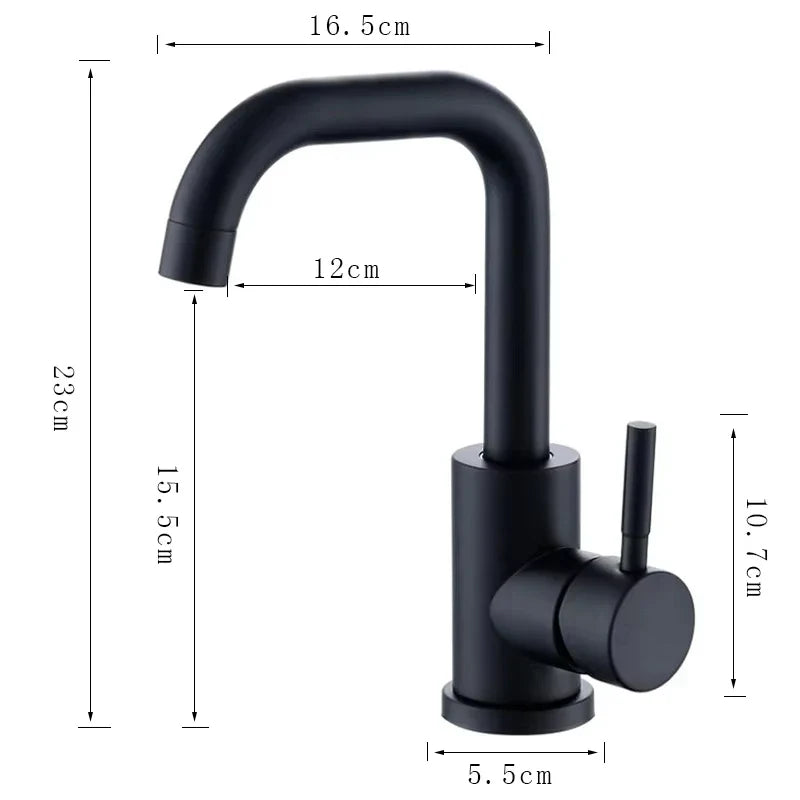 360° Swivel 304 Stainless Steel Black Nickel Bathroom Faucet (Deck-Mounted)