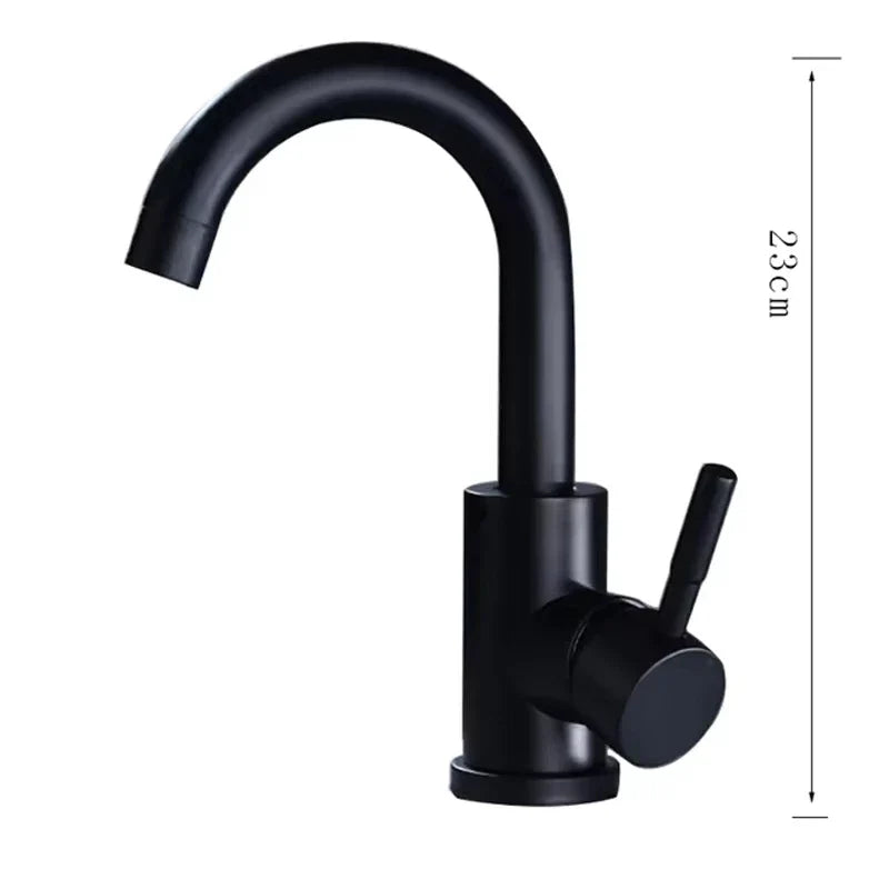 360° Swivel 304 Stainless Steel Black Nickel Bathroom Faucet (Deck-Mounted)