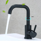 360° Swivel 304 Stainless Steel Black Nickel Bathroom Faucet (Deck-Mounted)