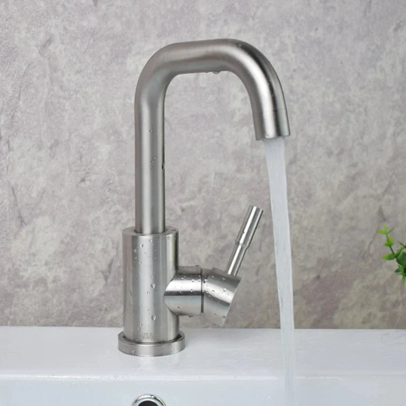 360° Swivel 304 Stainless Steel Black Nickel Bathroom Faucet (Deck-Mounted)