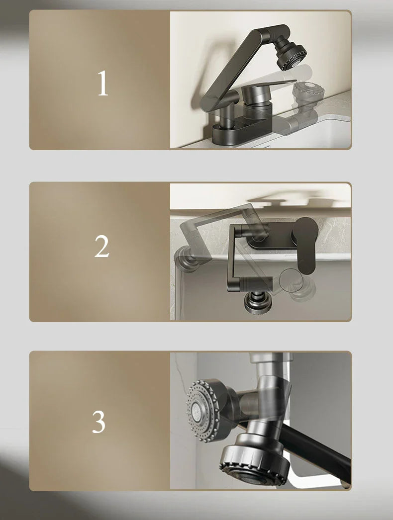360° Swivel Dual-Handle Ceramic Valve Bathroom Faucet