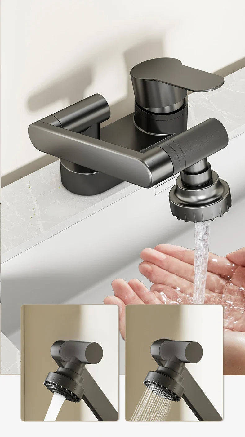 360° Swivel Dual-Handle Ceramic Valve Bathroom Faucet