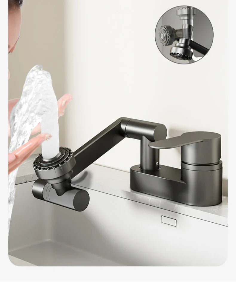 360° Swivel Dual-Handle Ceramic Valve Bathroom Faucet