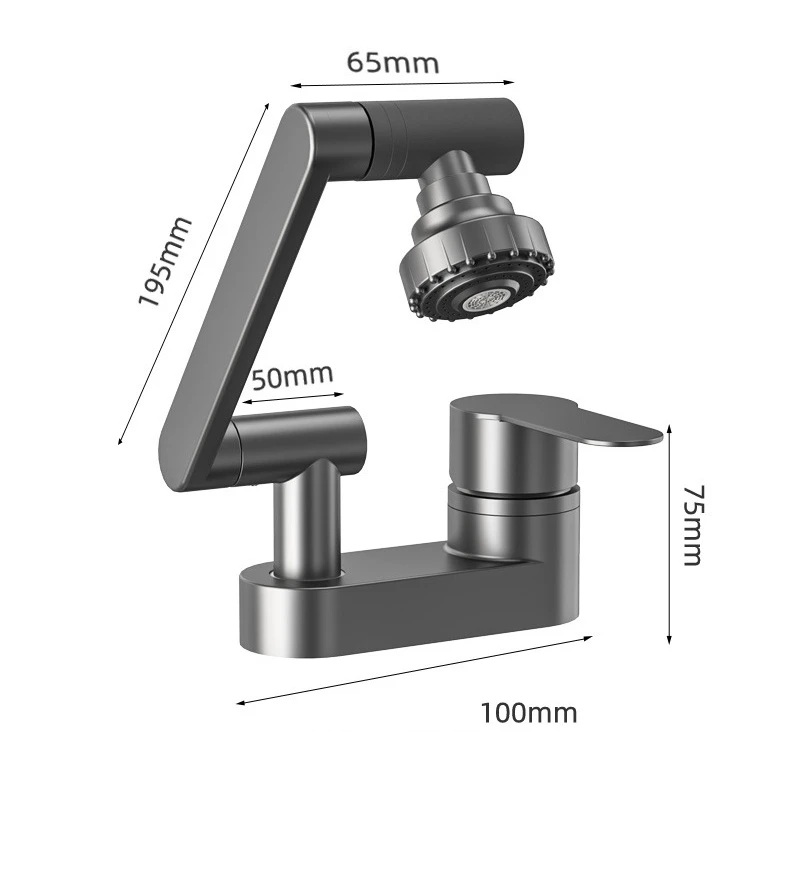 360° Swivel Dual-Handle Ceramic Valve Bathroom Faucet