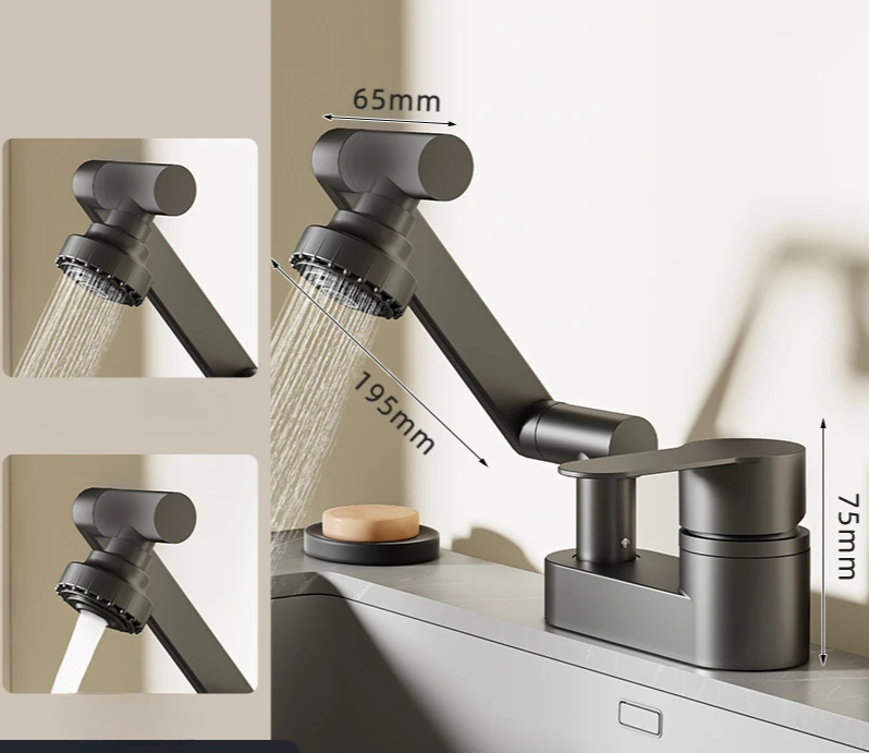360° Swivel Dual-Handle Ceramic Valve Bathroom Faucet