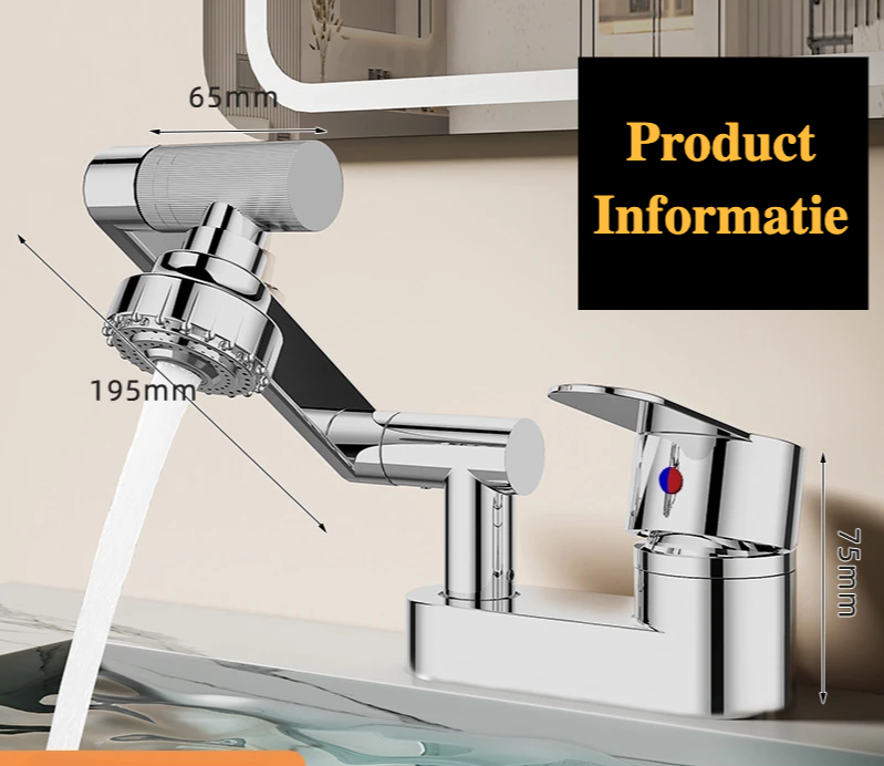 360° Swivel Dual-Handle Ceramic Valve Bathroom Faucet