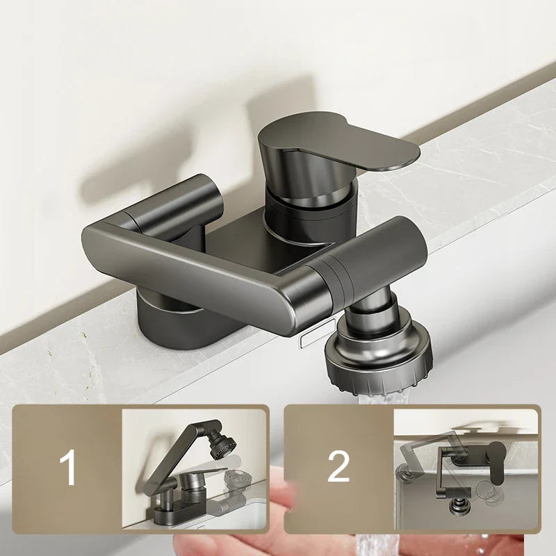 360° Swivel Dual-Handle Ceramic Valve Bathroom Faucet