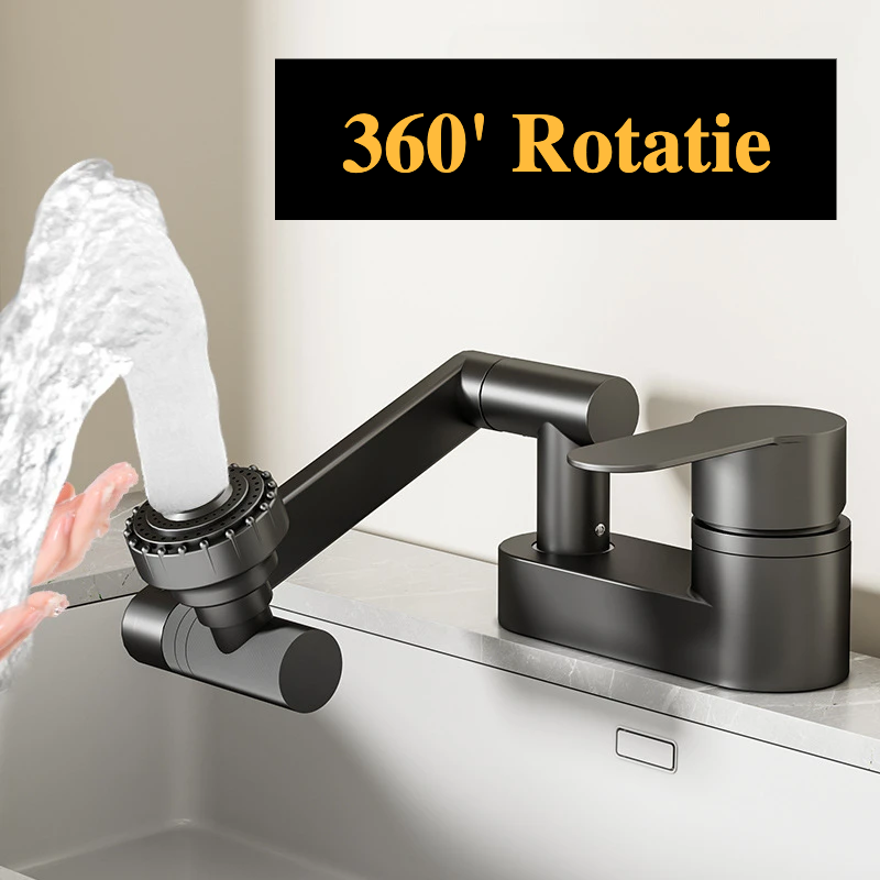 360° Swivel Dual-Handle Ceramic Valve Bathroom Faucet