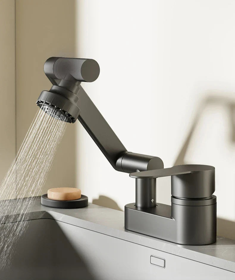 360° Swivel Dual-Handle Ceramic Valve Bathroom Faucet