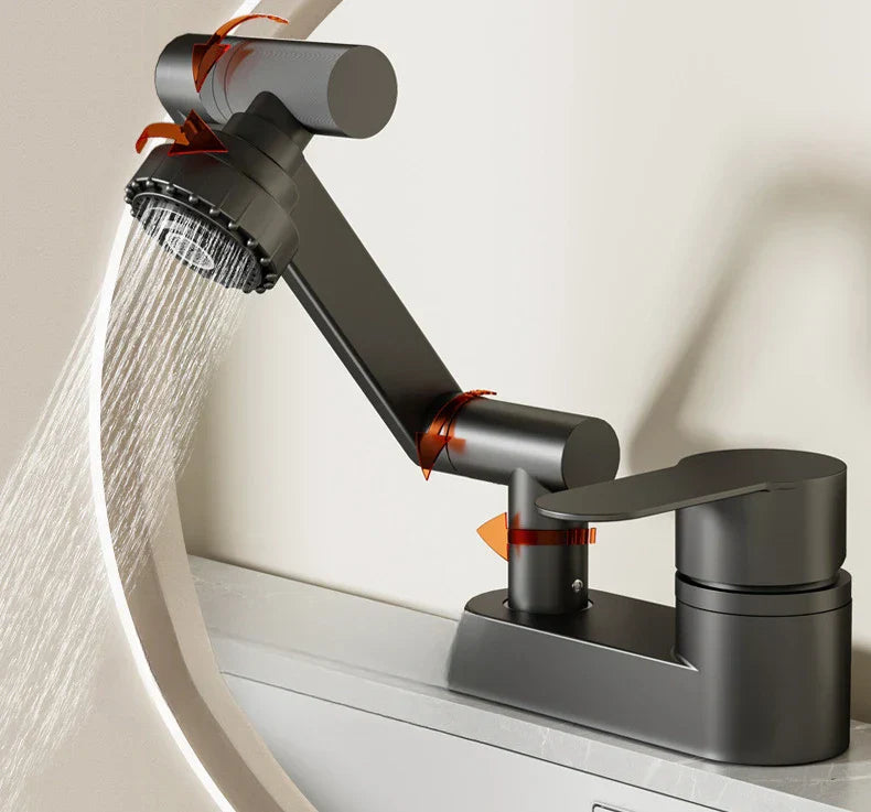 360° Swivel Dual-Handle Ceramic Valve Bathroom Faucet