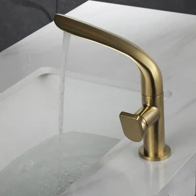 360° Swivel Single-Handle Solid Brass Bathroom Sink Faucet