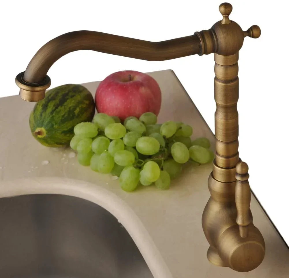 360° Swivel Solid Brass Drip-Free Faucet (Antique Brass Finish)