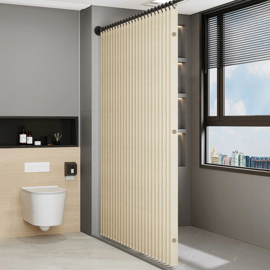 Accordion-Fold Waterproof Shower Curtain (Magnetic Closure)