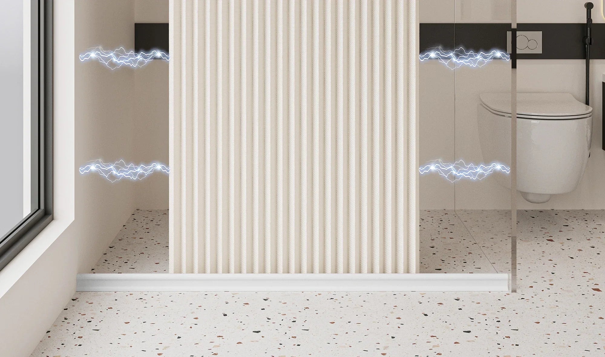 Accordion-Fold Waterproof Shower Curtain (Magnetic Closure)