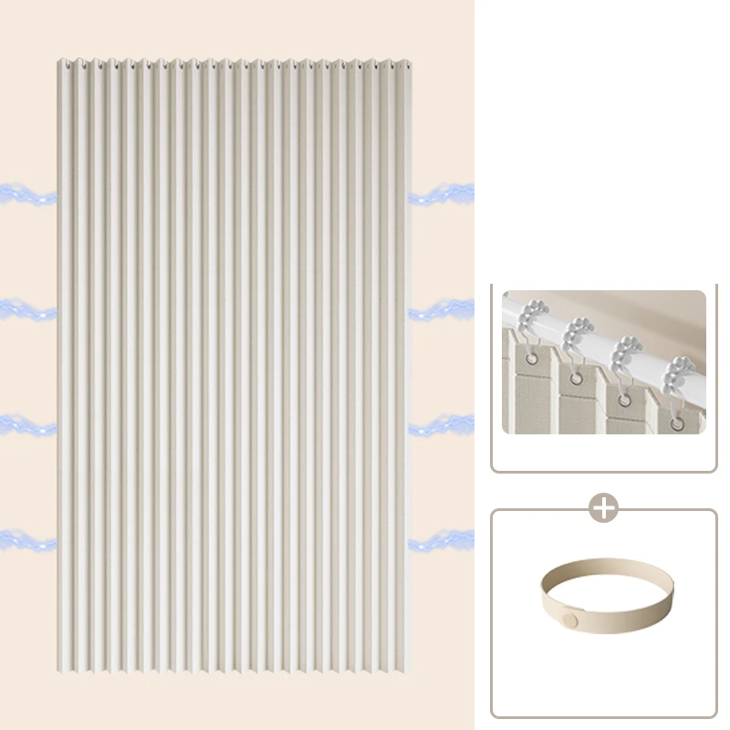 Accordion-Fold Waterproof Shower Curtain (Magnetic Closure)