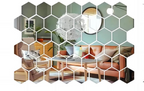 Acrylic Mirror Self-Adhesive Hexagon Wall Stickers (45-Piece Set)