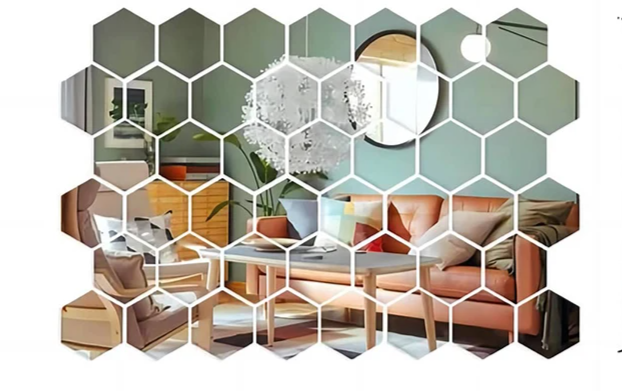 Acrylic Mirror Self-Adhesive Hexagon Wall Stickers (45-Piece Set)