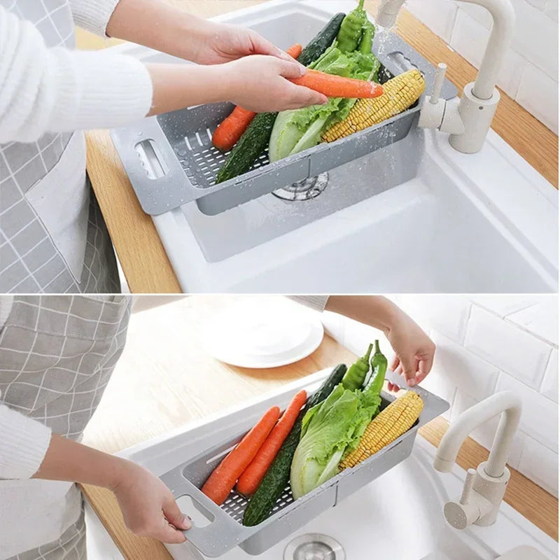 Adjustable Expandable Auto-Draining Sink Basket