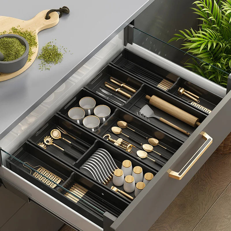 Adjustable & Expandable Rust-Resistant Aluminum Pull-Out Drawer Organizer