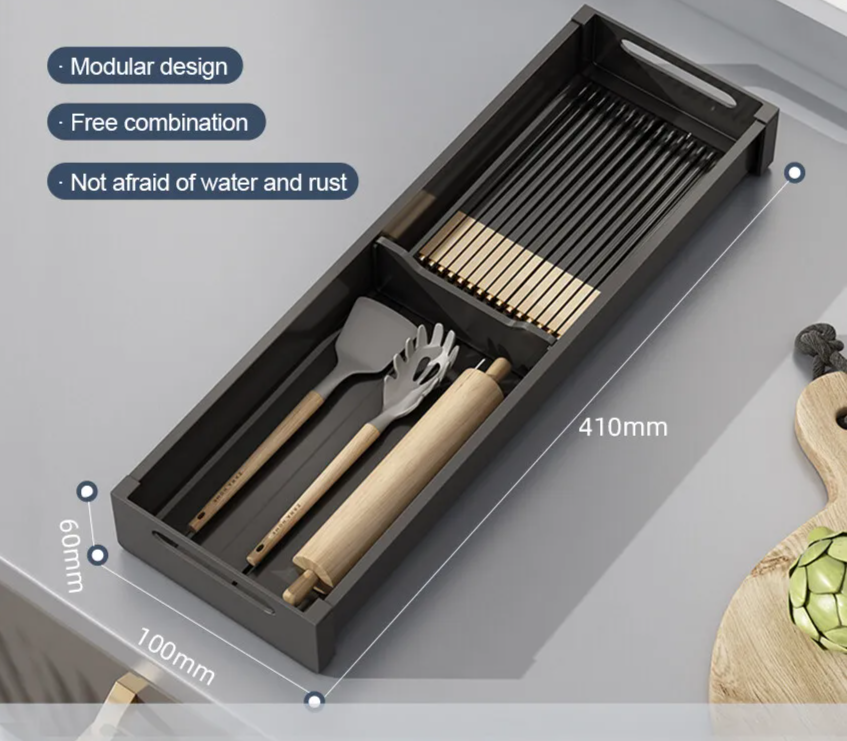 Adjustable & Expandable Rust-Resistant Aluminum Pull-Out Drawer Organizer