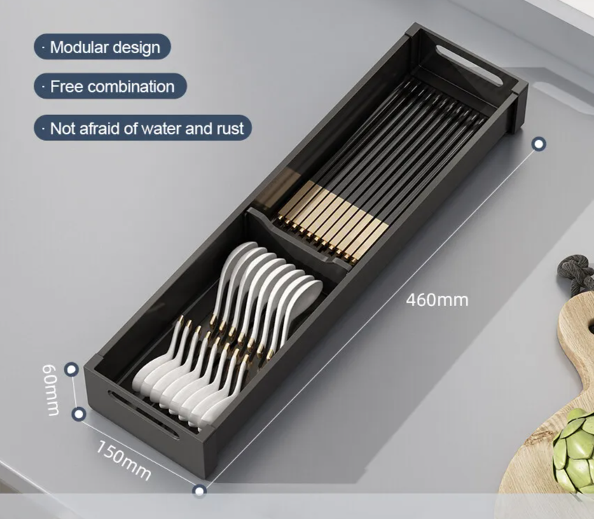 Adjustable & Expandable Rust-Resistant Aluminum Pull-Out Drawer Organizer