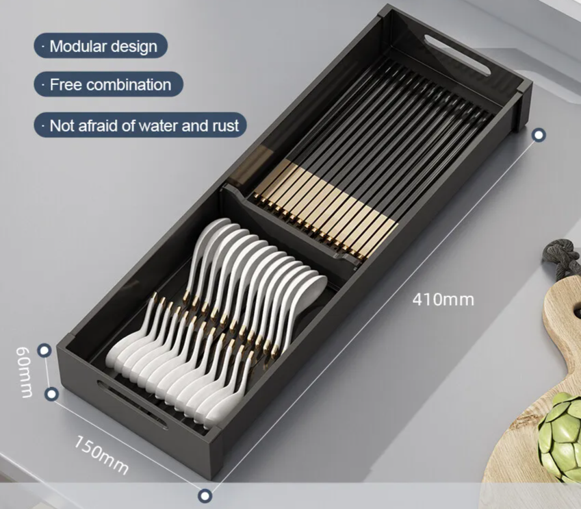 Adjustable & Expandable Rust-Resistant Aluminum Pull-Out Drawer Organizer