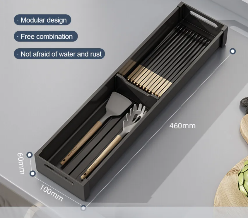 Adjustable & Expandable Rust-Resistant Aluminum Pull-Out Drawer Organizer