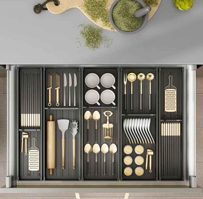 Adjustable & Expandable Rust-Resistant Aluminum Pull-Out Drawer Organizer
