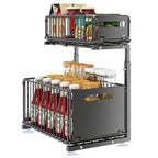Adjustable L-Shaped Carbon Steel Pull-Out Under-Sink Organizer (2-Tier)