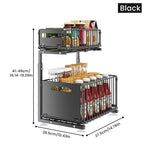 Adjustable L-Shaped Carbon Steel Pull-Out Under-Sink Organizer (2-Tier)