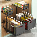 Adjustable L-Shaped Carbon Steel Pull-Out Under-Sink Organizer (2-Tier)