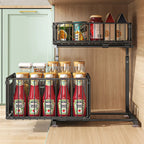 Adjustable L-Shaped Carbon Steel Pull-Out Under-Sink Organizer (2-Tier)