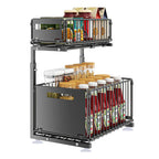 Adjustable L-Shaped Carbon Steel Pull-Out Under-Sink Organizer (2-Tier)