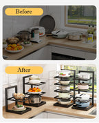 Adjustable Multi-Tier Carbon Steel Pot & Pan Organizer Rack