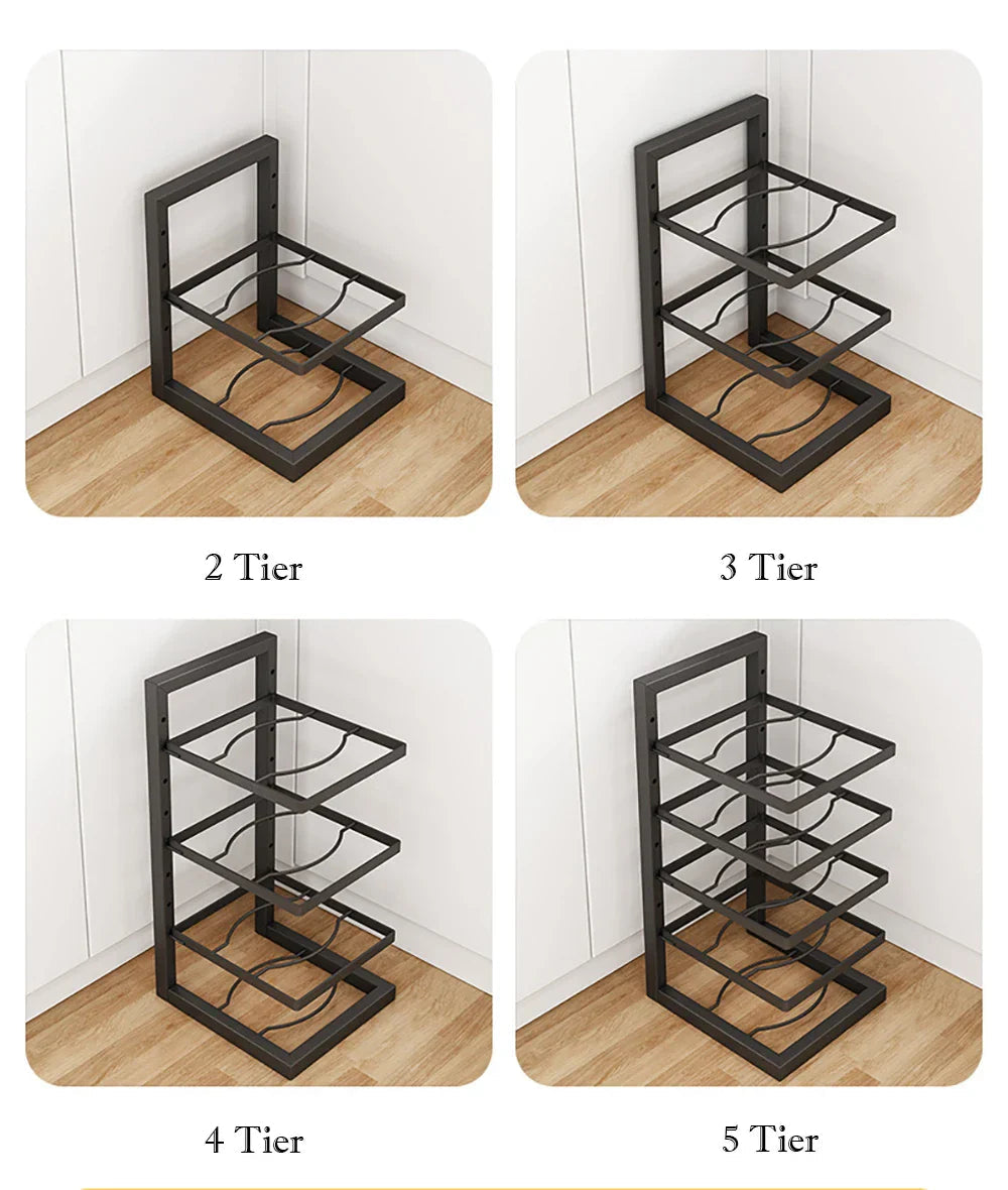 Adjustable Multi-Tier Carbon Steel Pot & Pan Organizer Rack