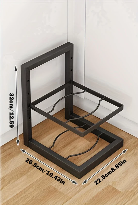 Adjustable Multi-Tier Carbon Steel Pot & Pan Organizer Rack