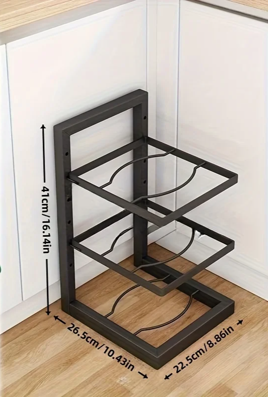 Adjustable Multi-Tier Carbon Steel Pot & Pan Organizer Rack
