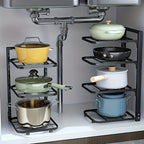 Adjustable Multi-Tier Carbon Steel Pot & Pan Organizer Rack