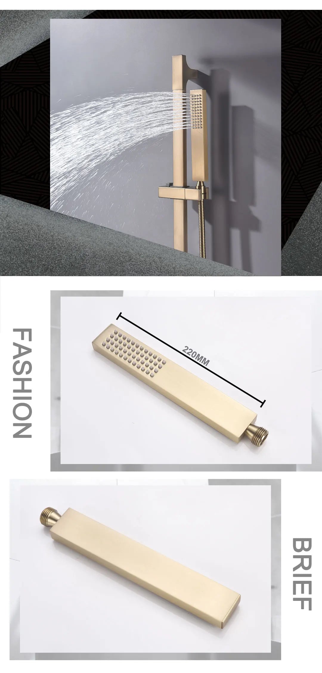 Adjustable Sliding 304 Stainless Steel Shower Slide Bar Set (With Handheld Shower)