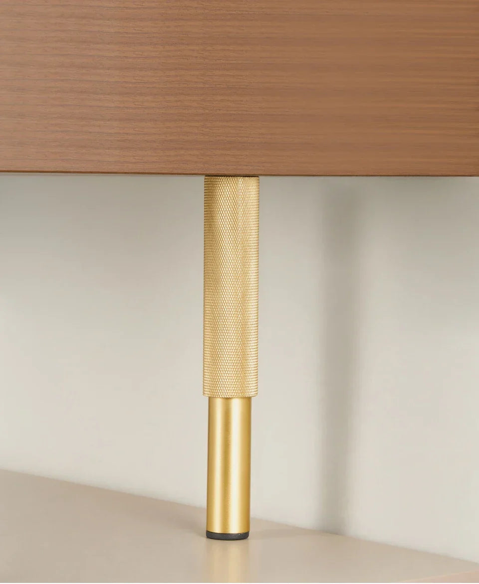 Adjustable Solid Brass Diamond Knurling Cabinet & Table Legs (Set of 2)