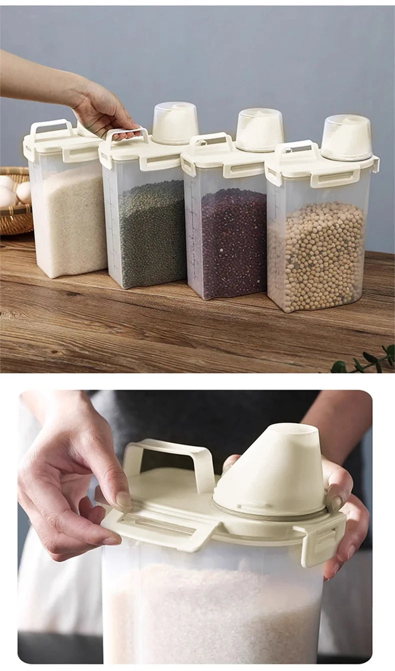 Airtight Built-In Dispenser Grain Storage Container (1.75–3L)