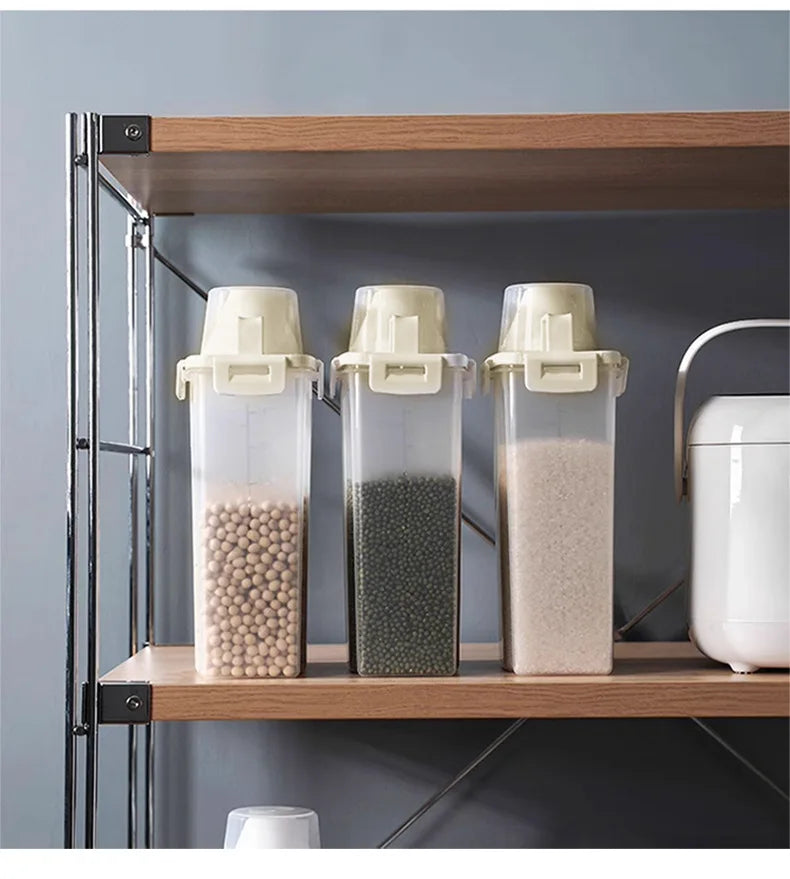 Airtight Built-In Dispenser Grain Storage Container (1.75–3L)