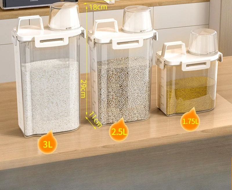 Airtight Built-In Dispenser Grain Storage Container (1.75–3L)