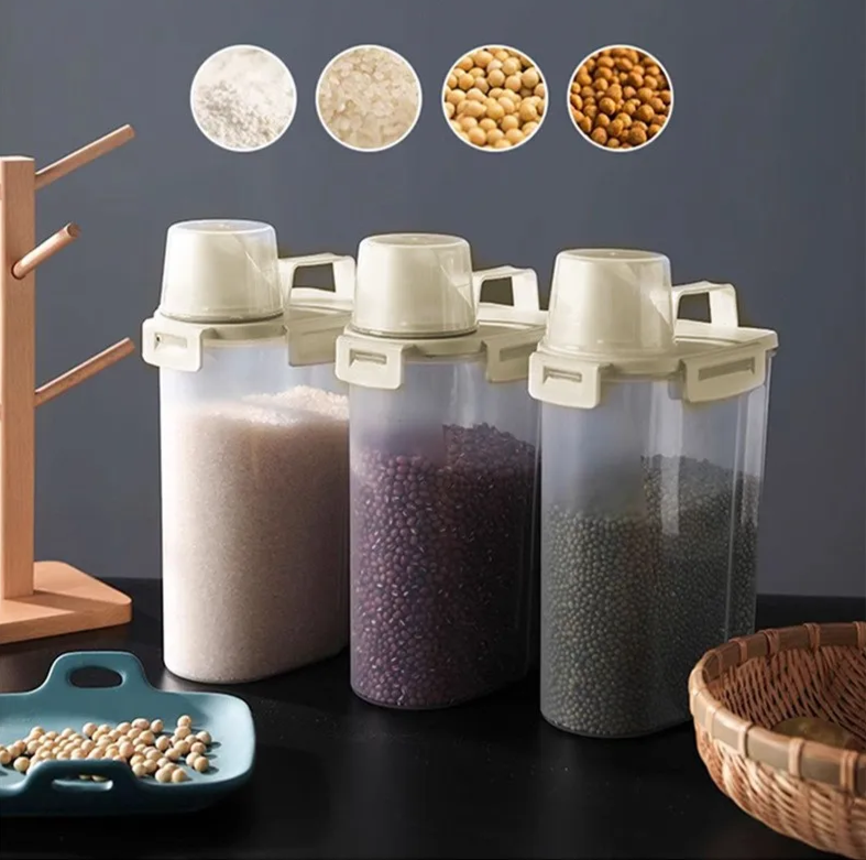 Airtight Built-In Dispenser Grain Storage Container (1.75–3L)
