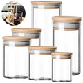 Airtight Glass Food Storage Jars With Wooden Lids (Set of 5)